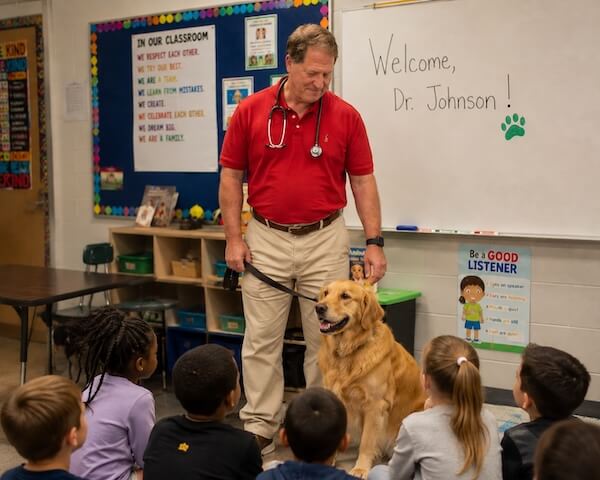Vet doing Career Day